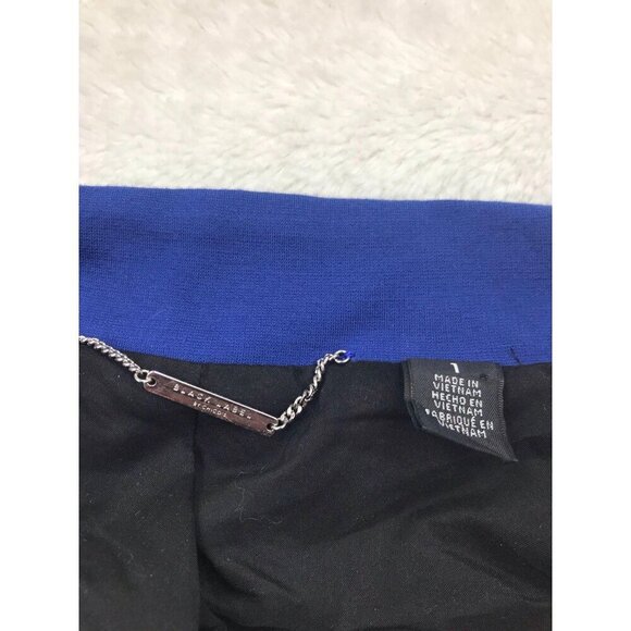 Chicos Black Label Blazer Jacket 1 Medium Blue Zip Pockets - Picture 4 of 8